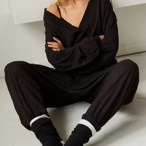 Free People Just Because Black V-Neck Jumpsuit Size XS